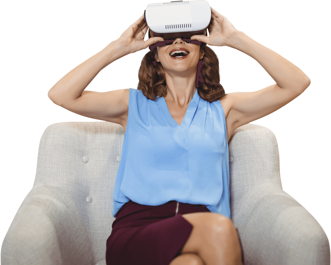 Transparent Overlay of Woman Enjoying Virtual Reality Experience