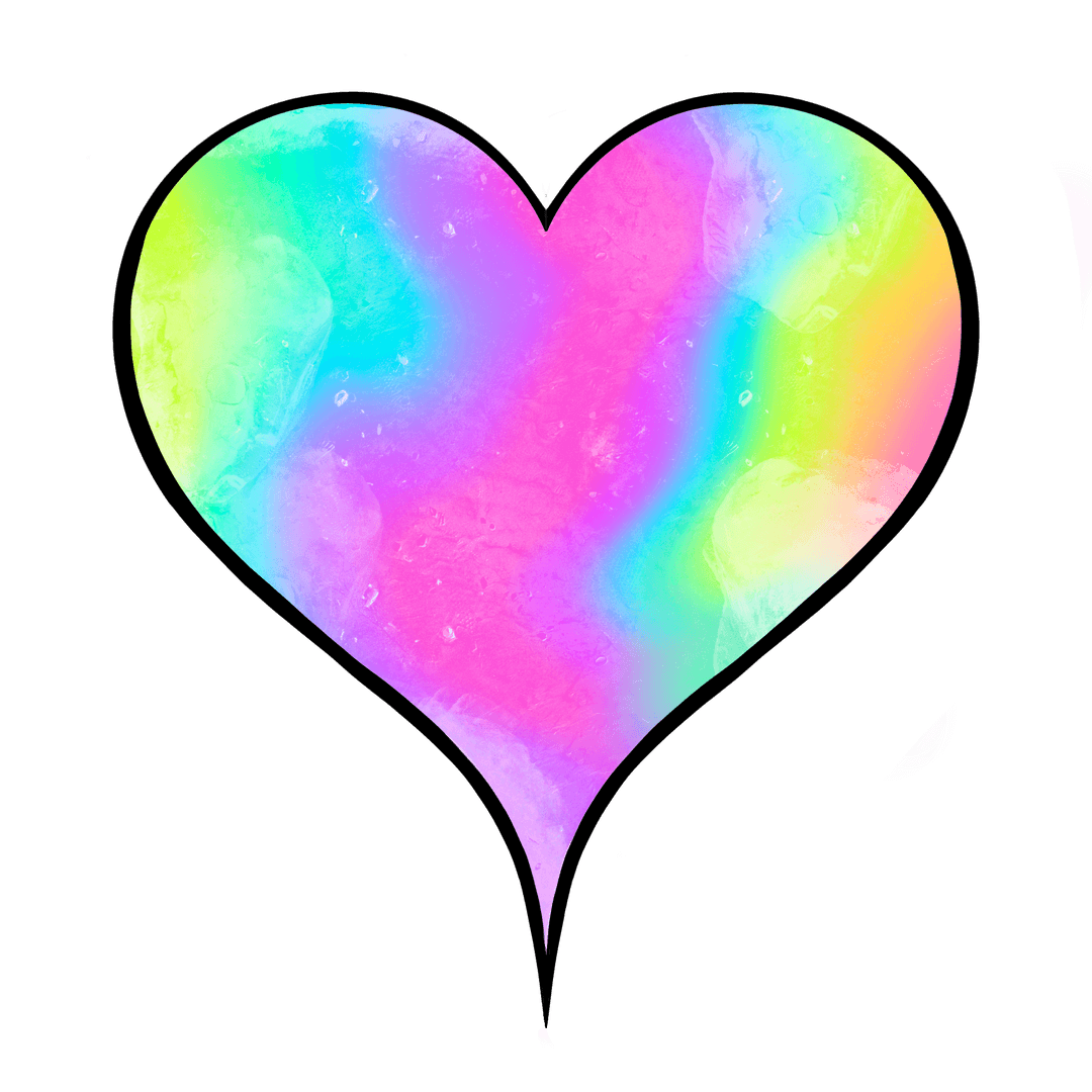 Vibrant Pastel Rainbow Heart Icon on Transparent Background