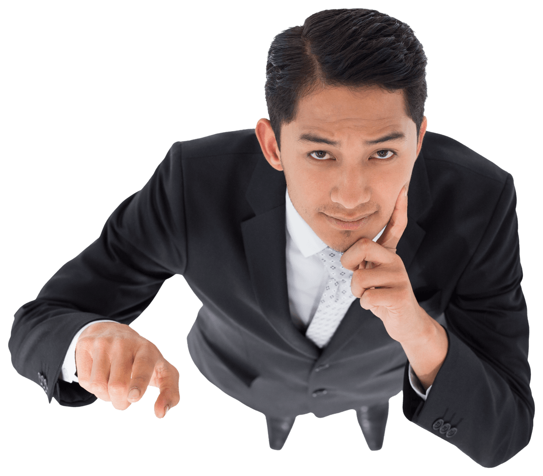 Transparent Businessman Pointing Engaging Concept