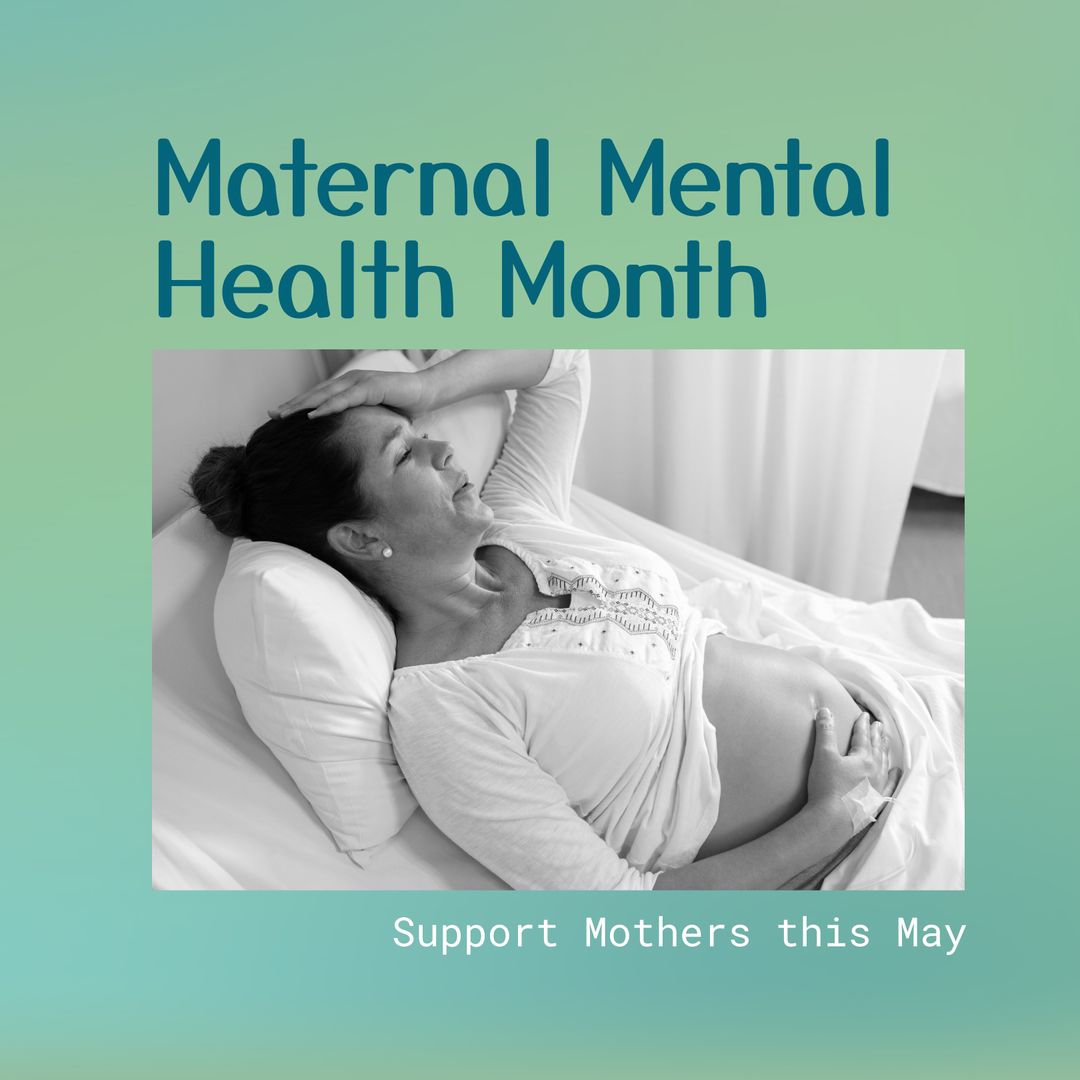 Maternal Mental Health Month Awareness Poster with Pregnant Woman Resting - Download Free Stock Templates Pikwizard.com