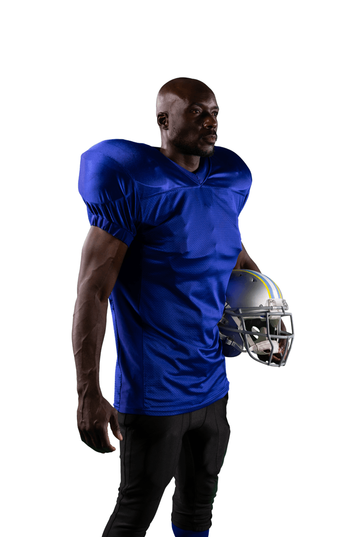 Athletic African American Football Player with Transparent Background
