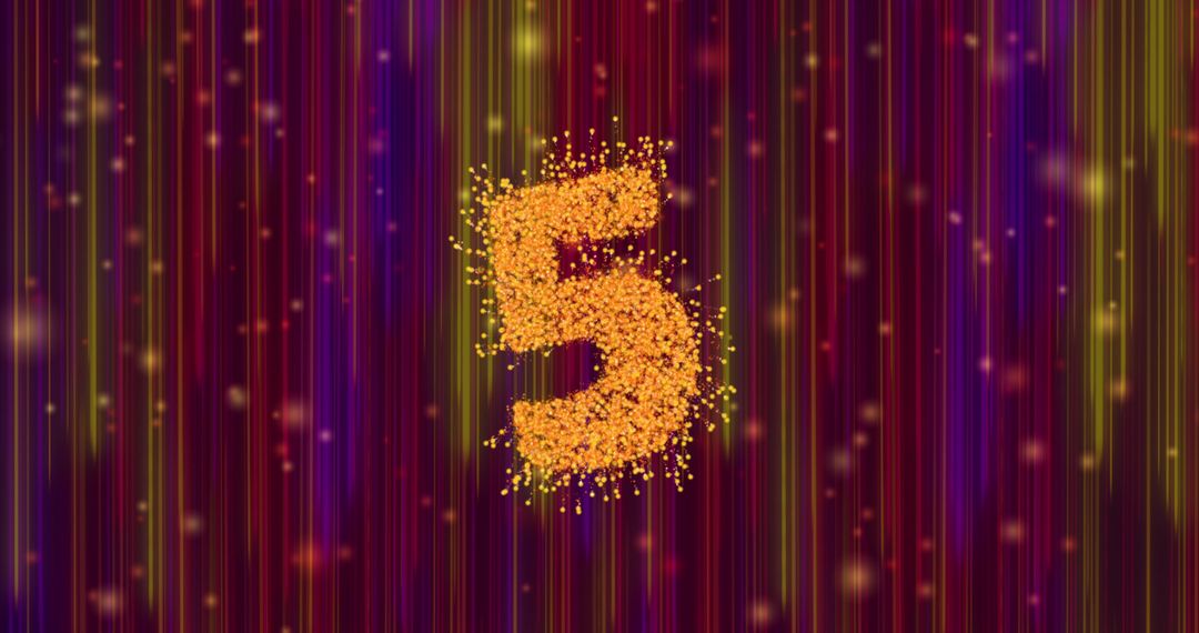 Abstract Countdown Number Five with Vibrant Background Lighting