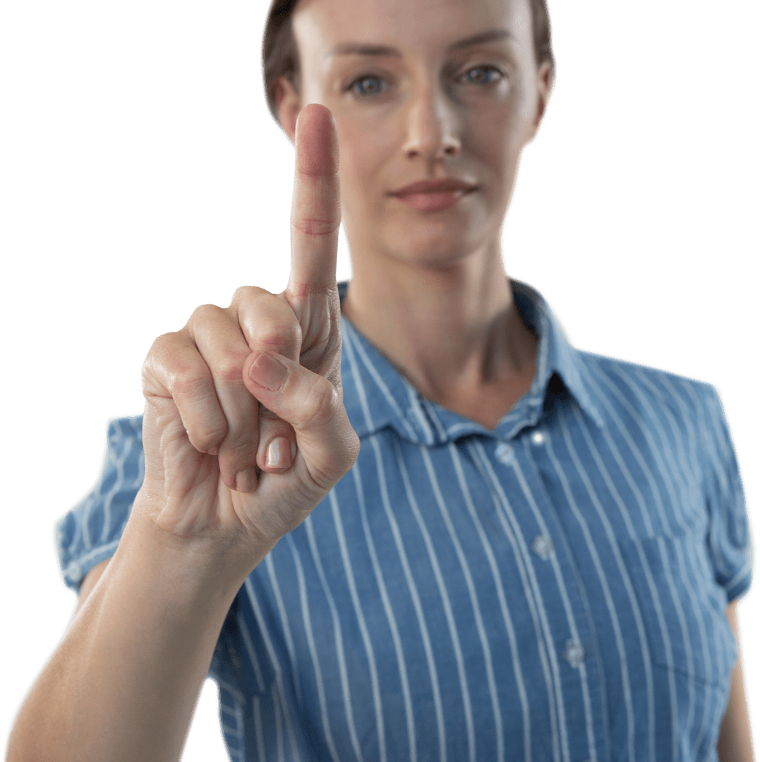 Businesswoman Pointing Gesture on Transparent Background