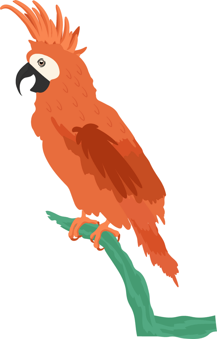 Transparent Orange Cockatoo Perched on Green Branch Vector