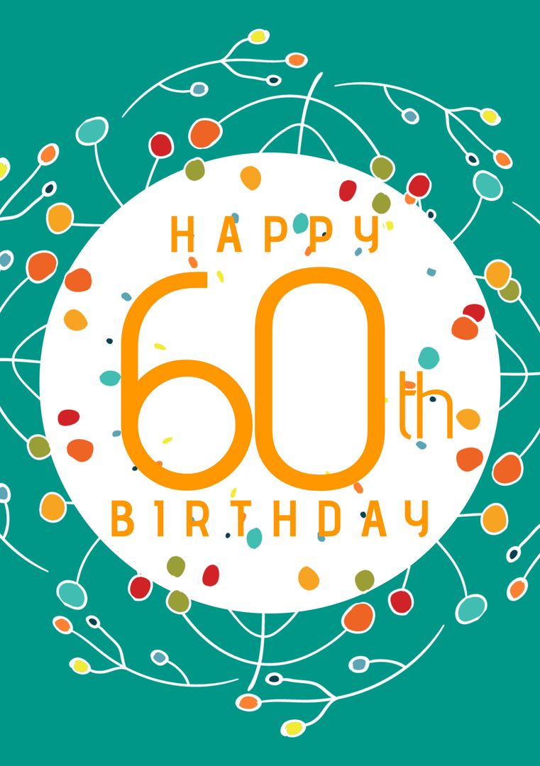 Vibrant 60th Birthday Celebration Card - Download Free Stock Templates Pikwizard.com