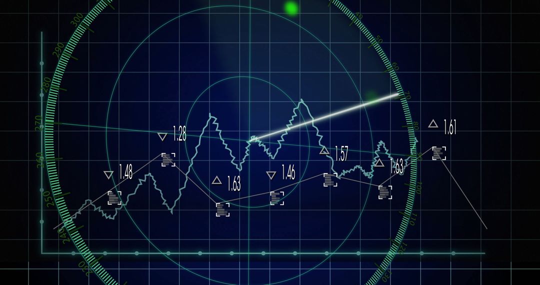 Radar Interface Display with Dynamic Data Visualization