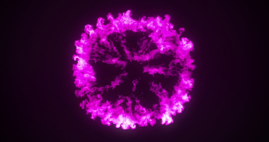 Vibrant Pink Fire Burst Against Black Background
