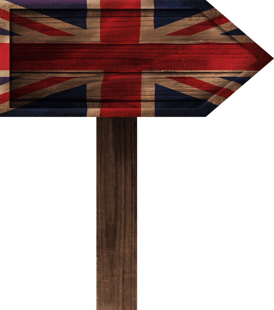 Transparent Wooden Direction Sign with UK Flag Design - Download Free Stock Images Pikwizard.com