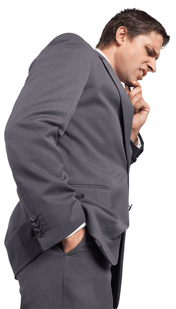 Transparent Businessman Pondering Decision Making Concept