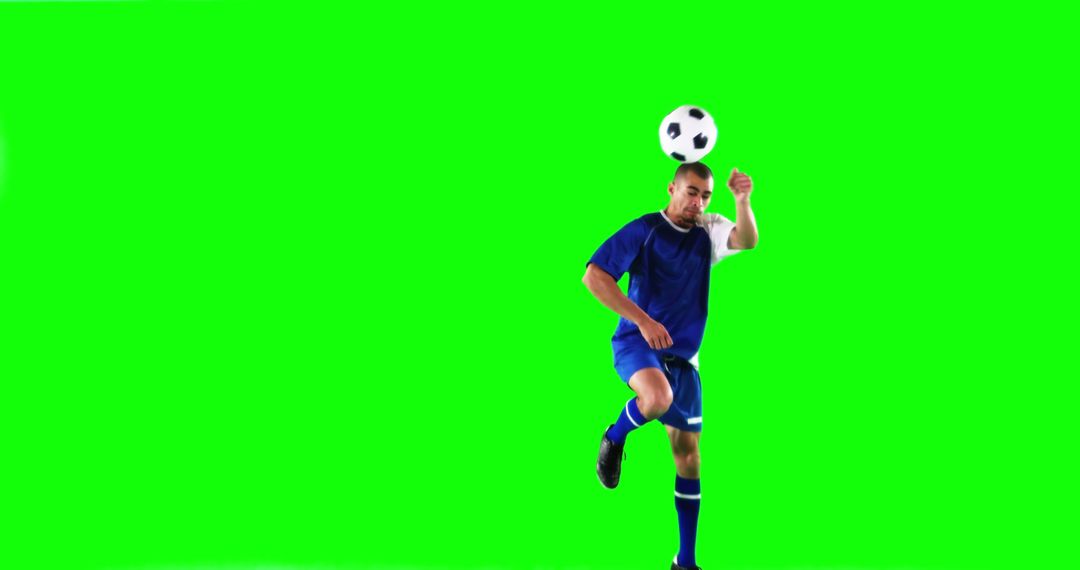 Male Soccer Player Heading Ball on Green Screen Background - Free Images, Stock Photos and Pictures on Pikwizard.com