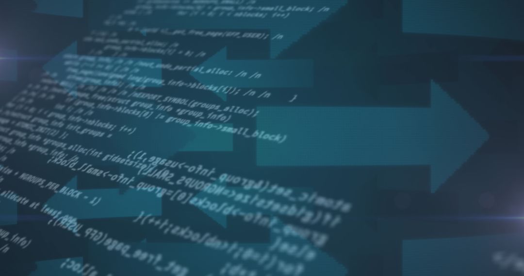 Digital Data Streams in Futuristic Interface with Blue Arrows