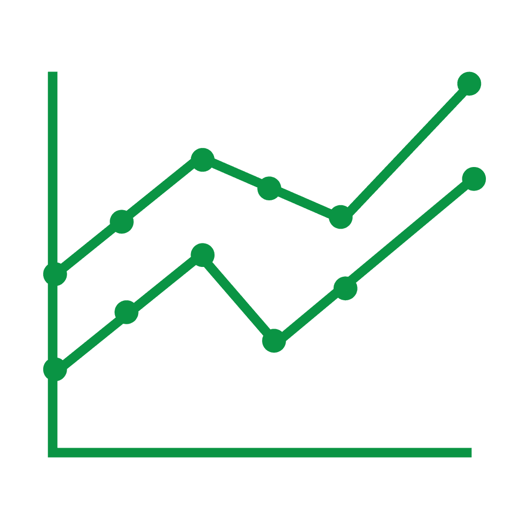 Transparent Green Line Graph Illustrating Data Trends