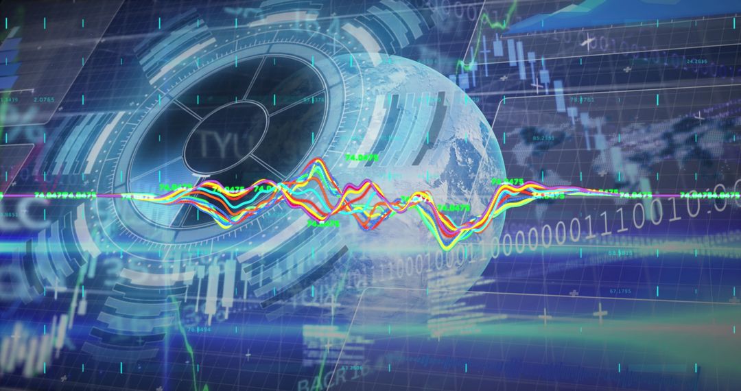 Digital Globe with Financial Data and Analytics Dashboard