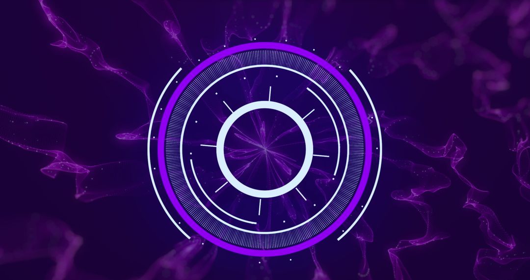 Futuristic Neon Purple Scanner Interface on Digital Waves