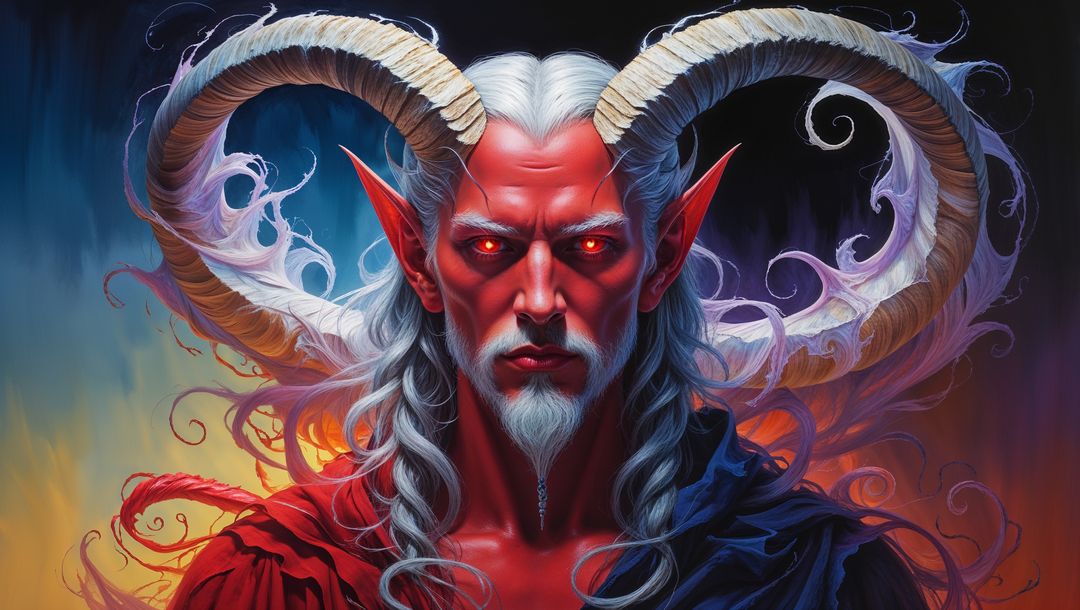 Satan overlord emanating arcane energy in mystical realm