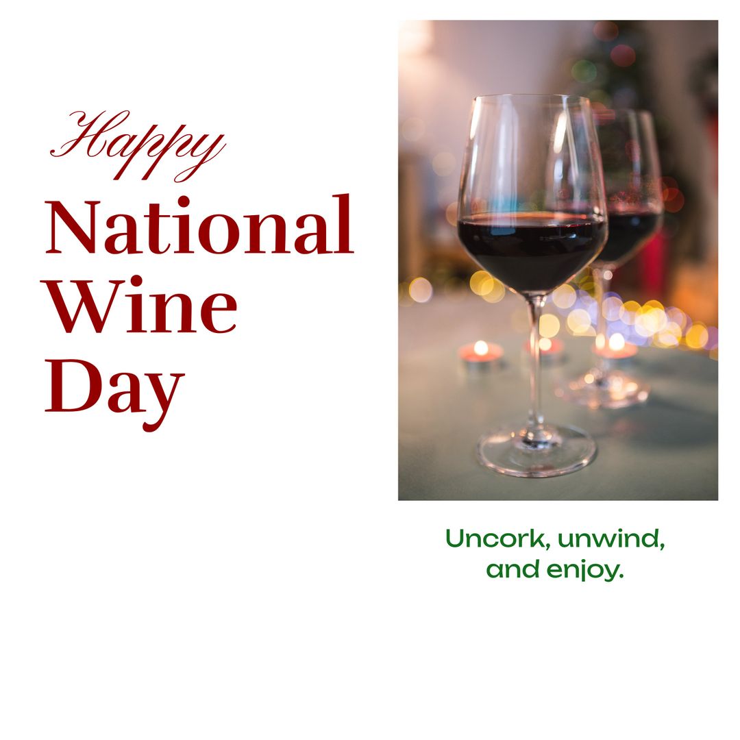 Happy National Wine Day Celebration with Elegant Wineglasses - Download Free Stock Templates Pikwizard.com