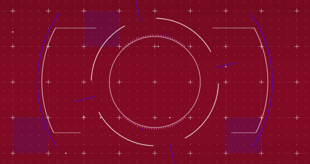 Futuristic Digital Interface with Targeting Elements on Red Grid