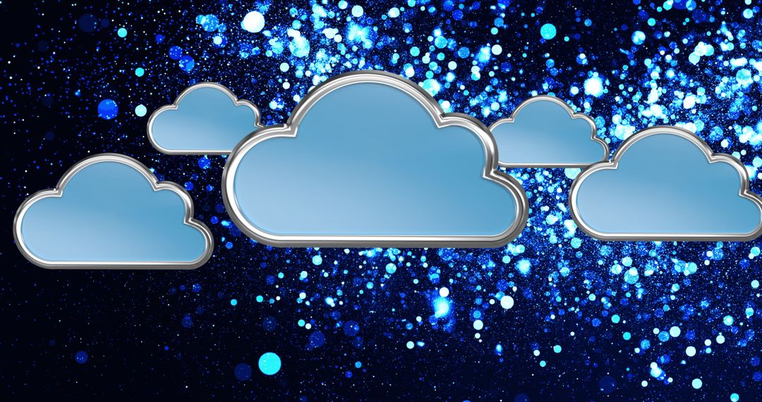 Digital Blue Clouds Over Sparkling Background for Futuristic Concept