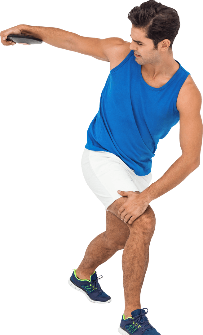 Hispanic Male Discus Thrower on Transparent Background
