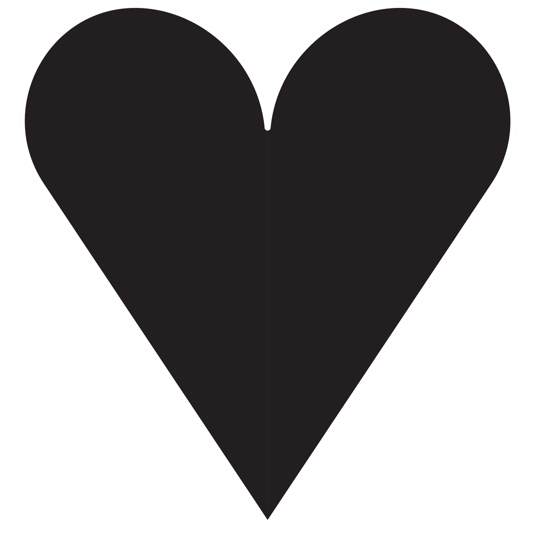 Black Abstract Heart Shape on Transparent Background