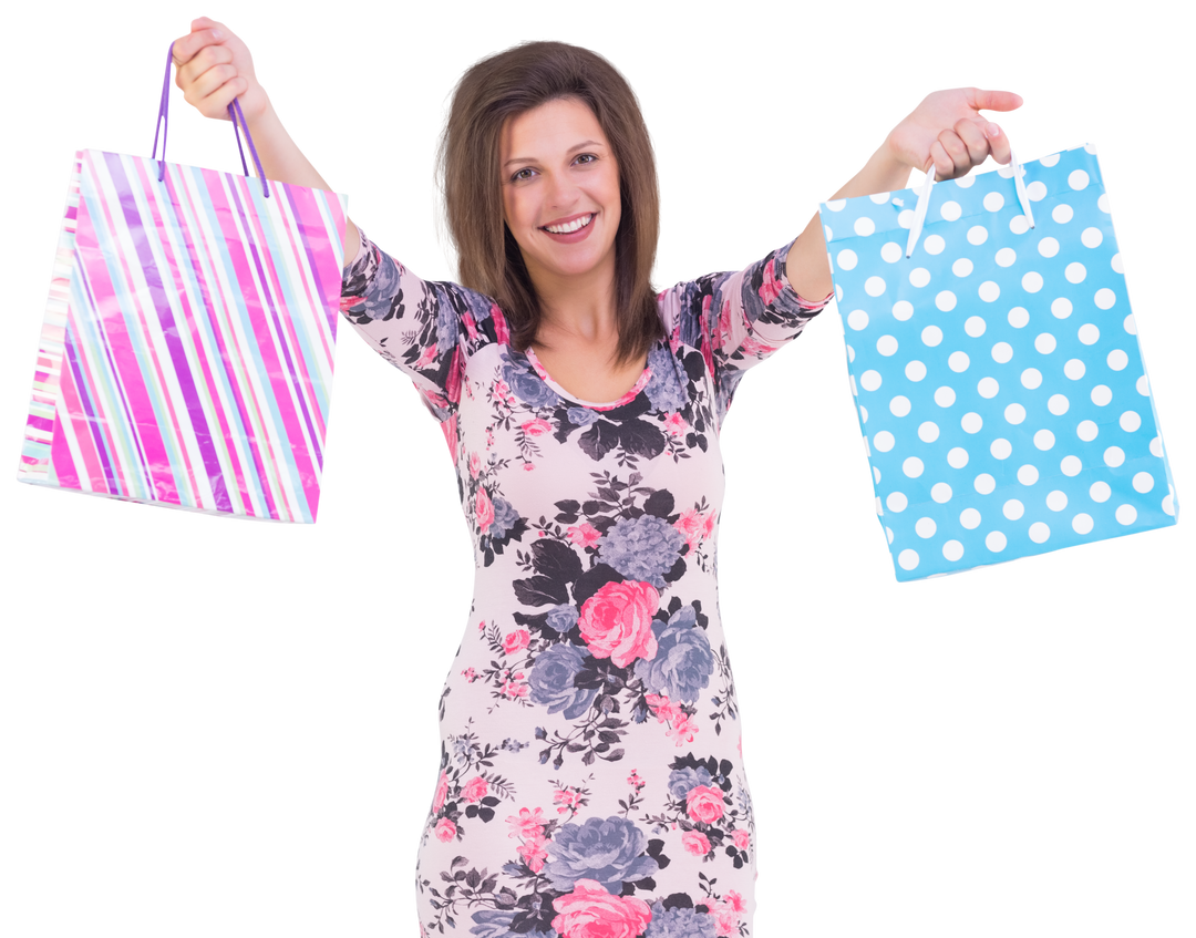 Transparent excited shopping woman with colorful shopping bags - Download Free Stock Images Pikwizard.com