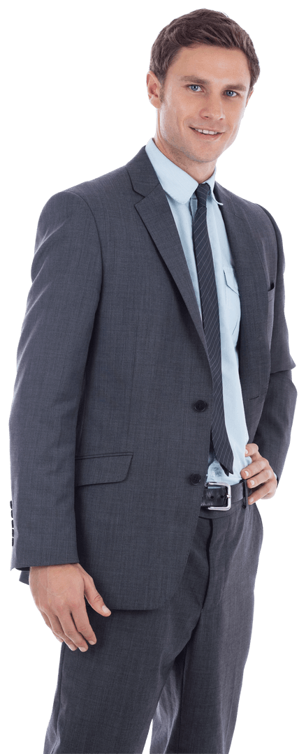 Smiling Businessman in Transparent Background with Hand on Hip