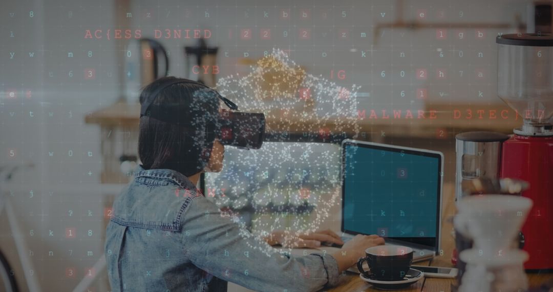 Technology Enthusiast Exploring Virtual Reality in Cafe