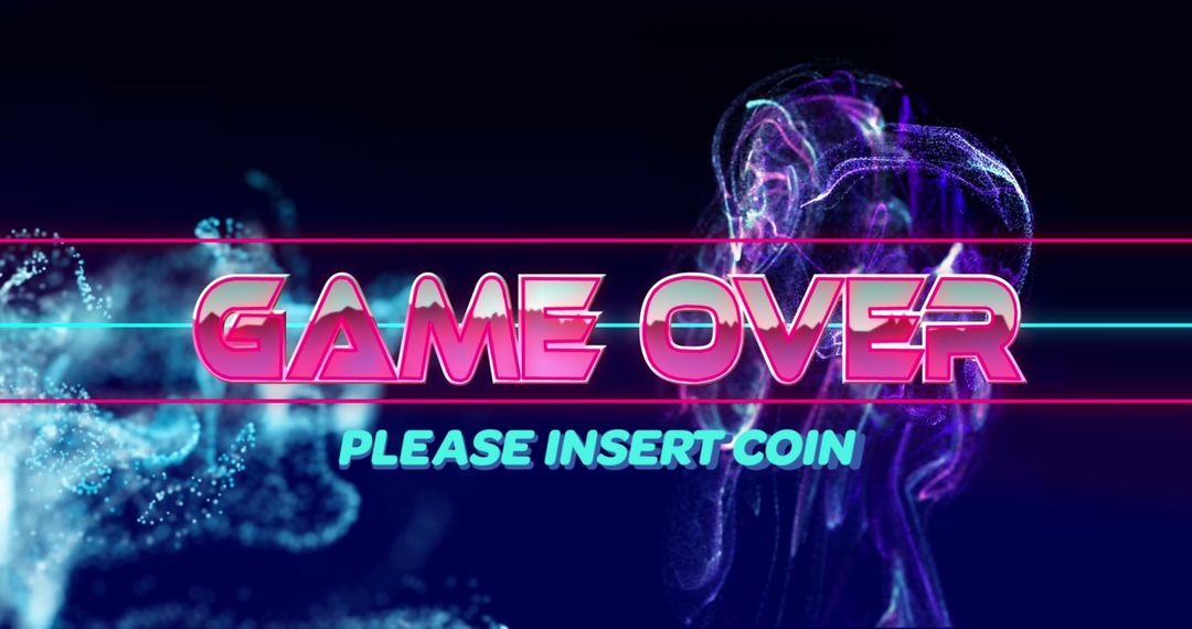 Futuristic Game Over Banner with Neon Lights