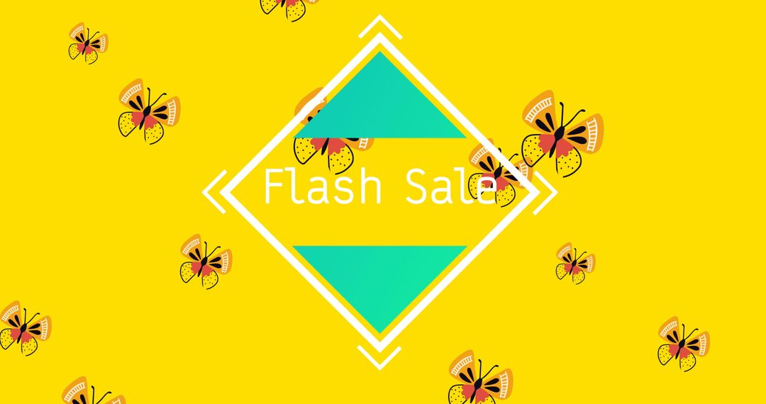 Dynamic Flash Sale Concept with Colorful Butterflies and Vibrant Graphics
