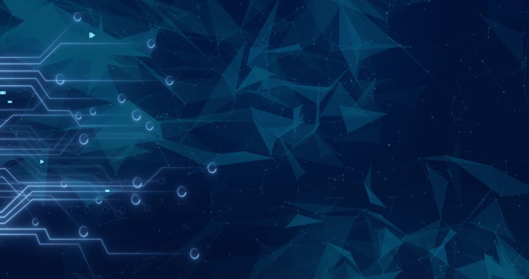 Abstract Digital Circuit Board with Network Connections on Blue Background
