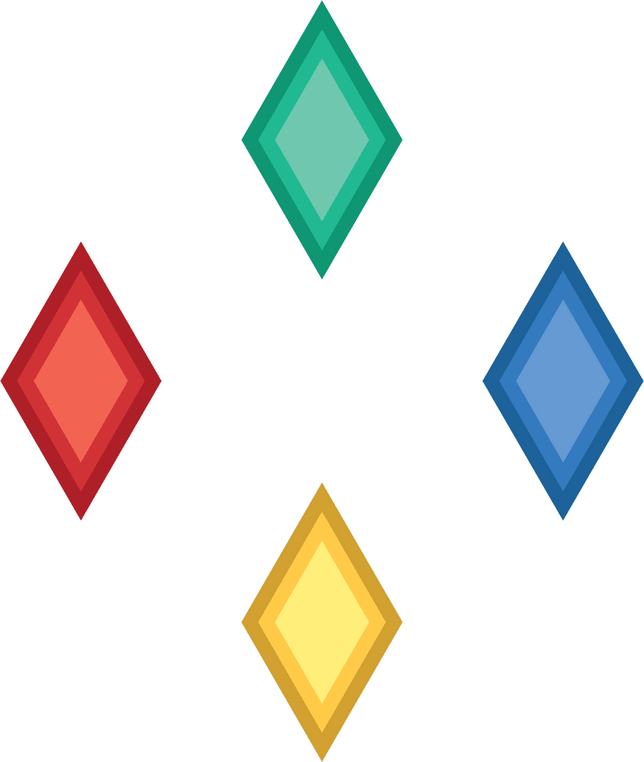 Colorful Geometric Diamonds on Transparent Background