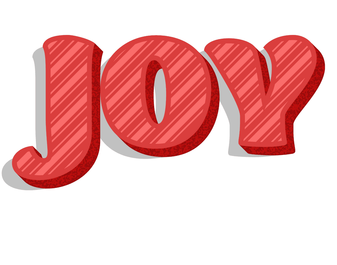 Transparent Joy Text Banner with Red Stripes for Festive Designs
