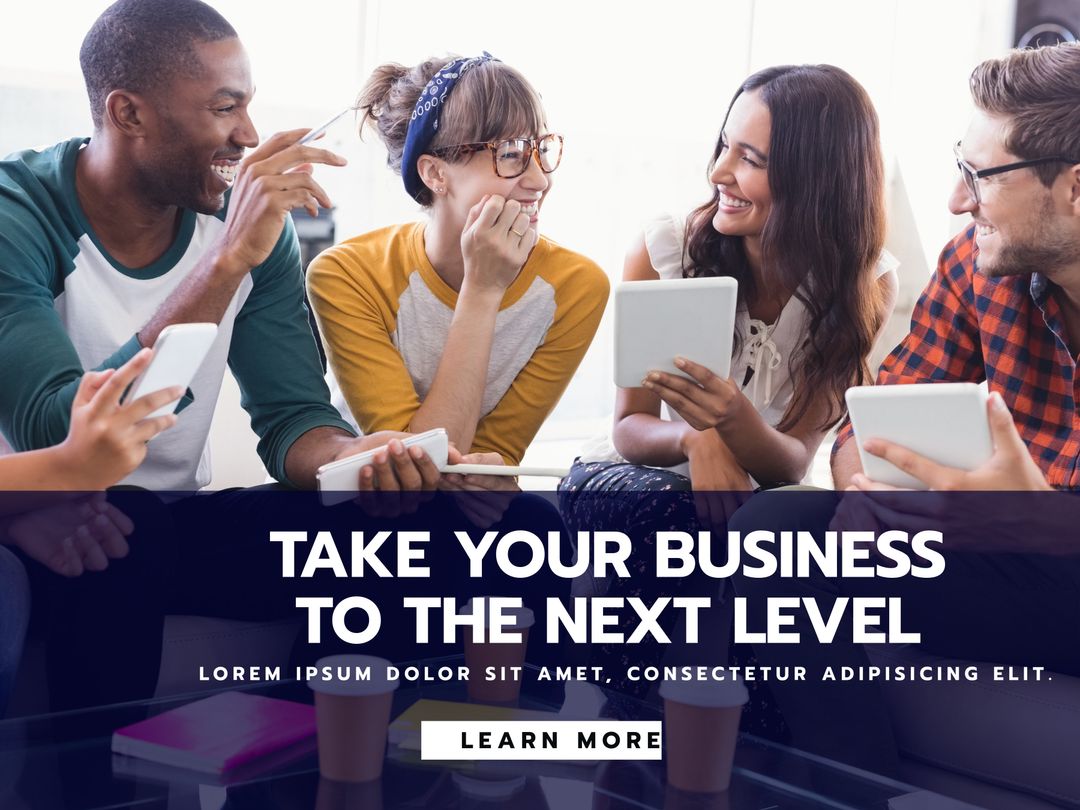 Diverse Team Using Technology for Business Growth Meeting