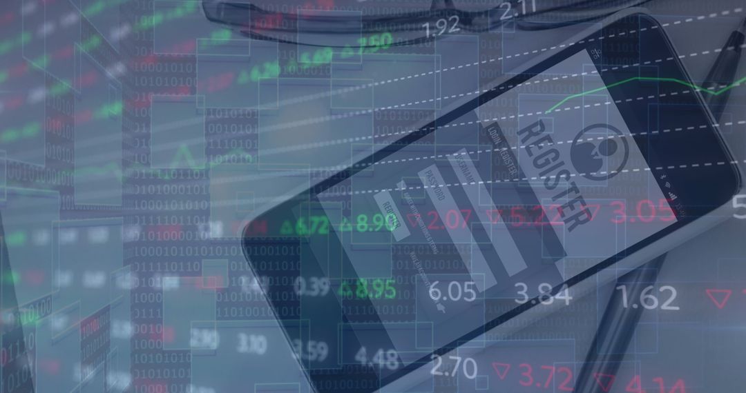 Smartphone Overlay with Financial Data and Stock Graphs