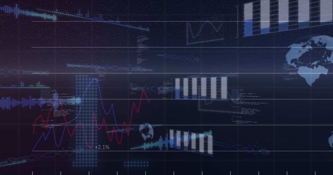 Digital Graph Interface on Global Technology Background