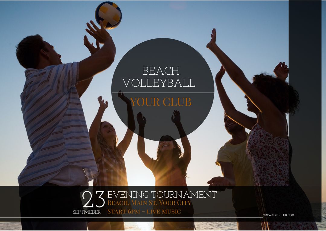 Energetic Beach Volleyball Silhouettes During Sunset