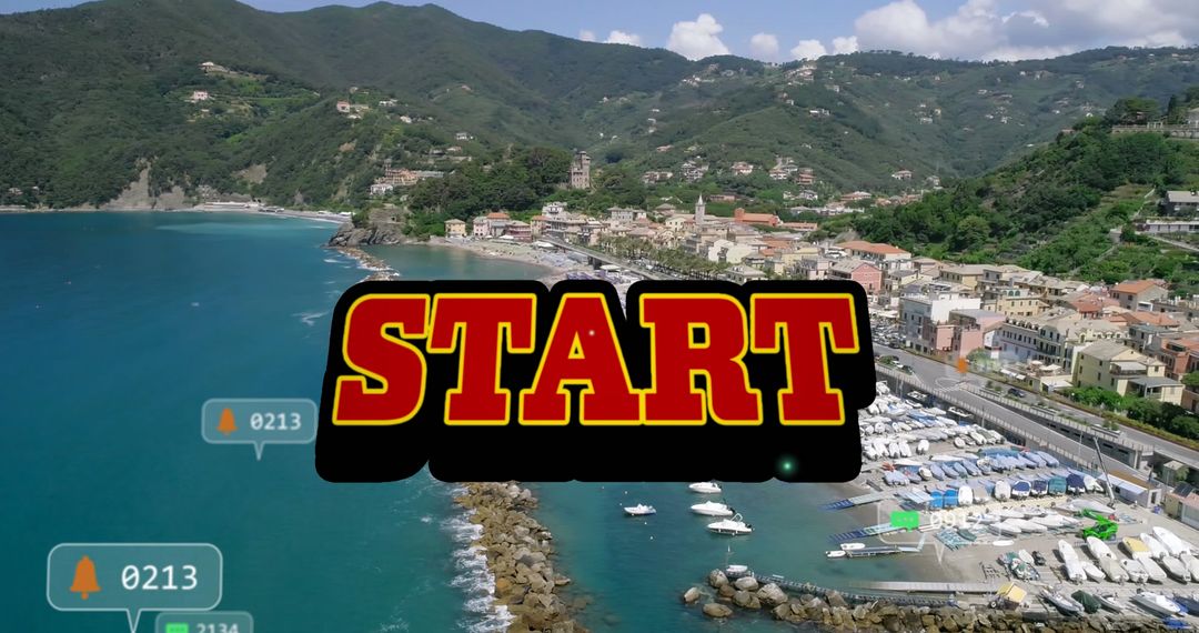 Cityscape with Digital Interface Elements