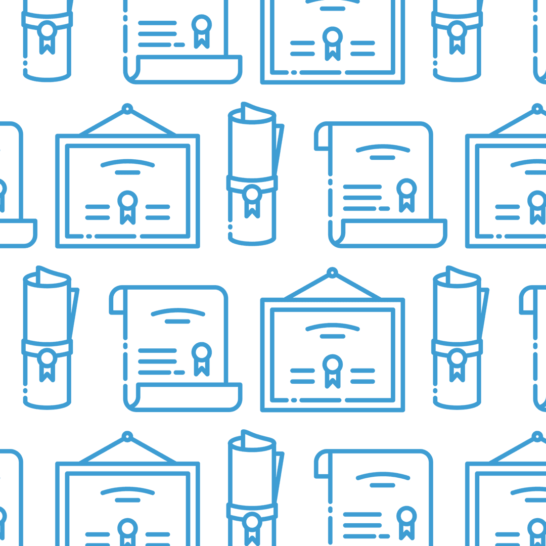 Seamless Transparent Pattern of Blue Diplomas for Education Theme