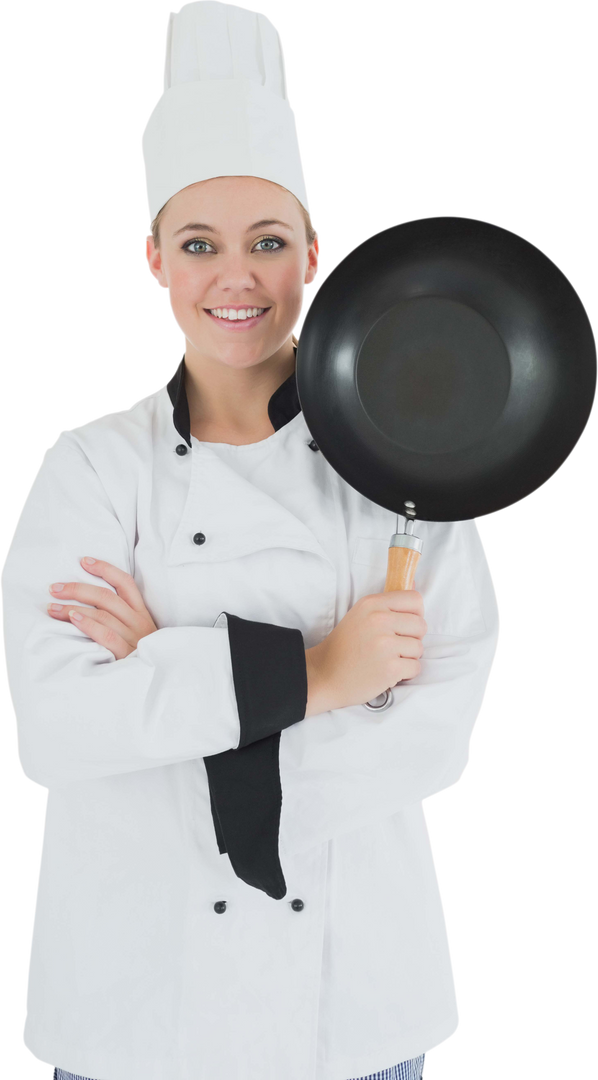 Transparent Confident Female Chef Holding Frying Pan Portrait - Download Free Stock Images Pikwizard.com