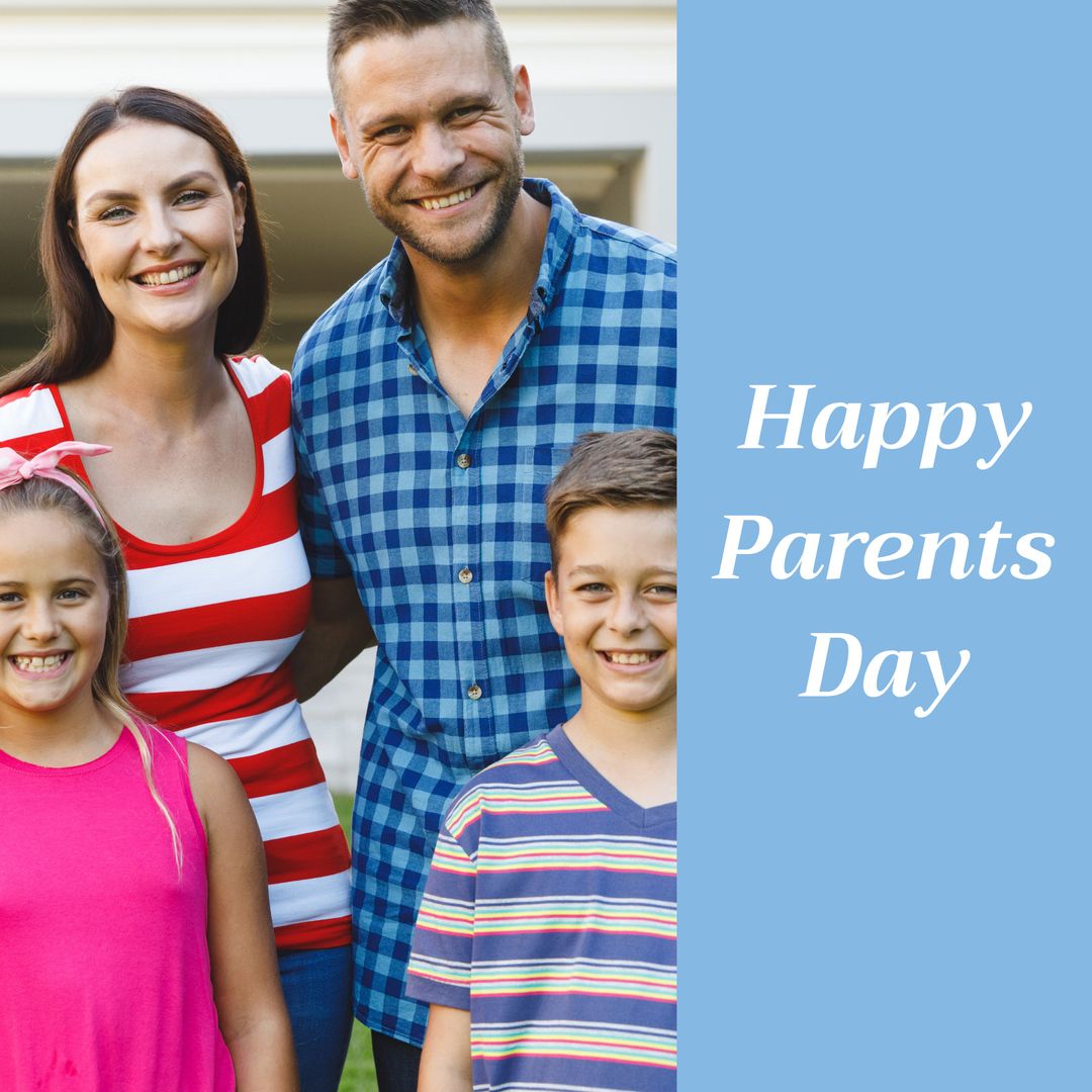 Happy Parents Day Family Portrait with Smiling Parents and Children
