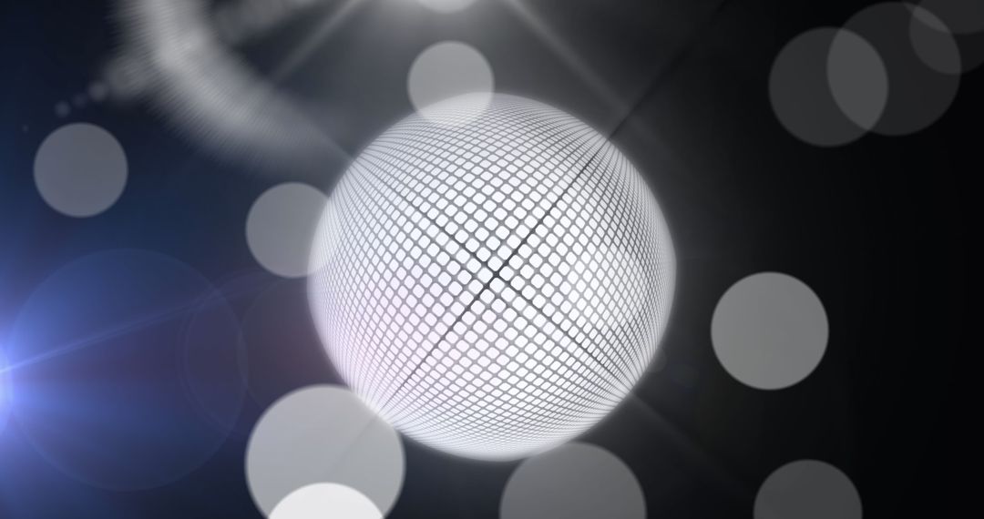 Shimmering Disco Ball with Glowing Bokeh Lights Background
