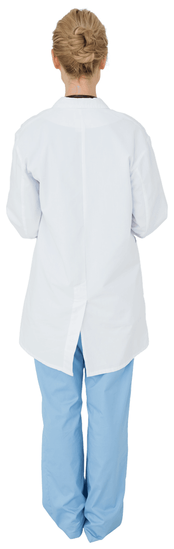 Back View of Female Doctor on Transparent Background