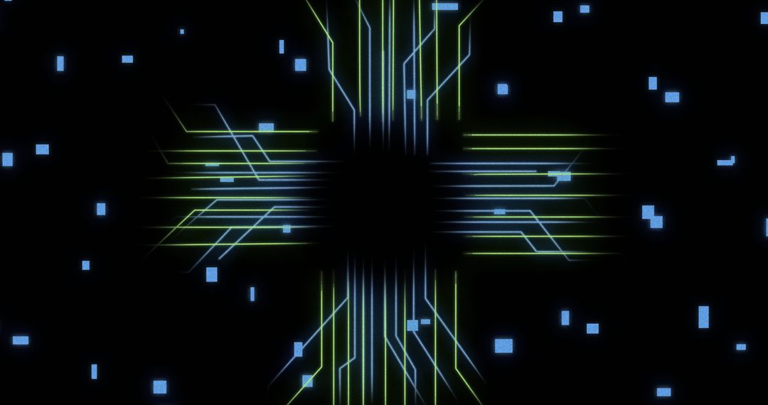 Futuristic Digital Circuit with Neon Abstract Lights