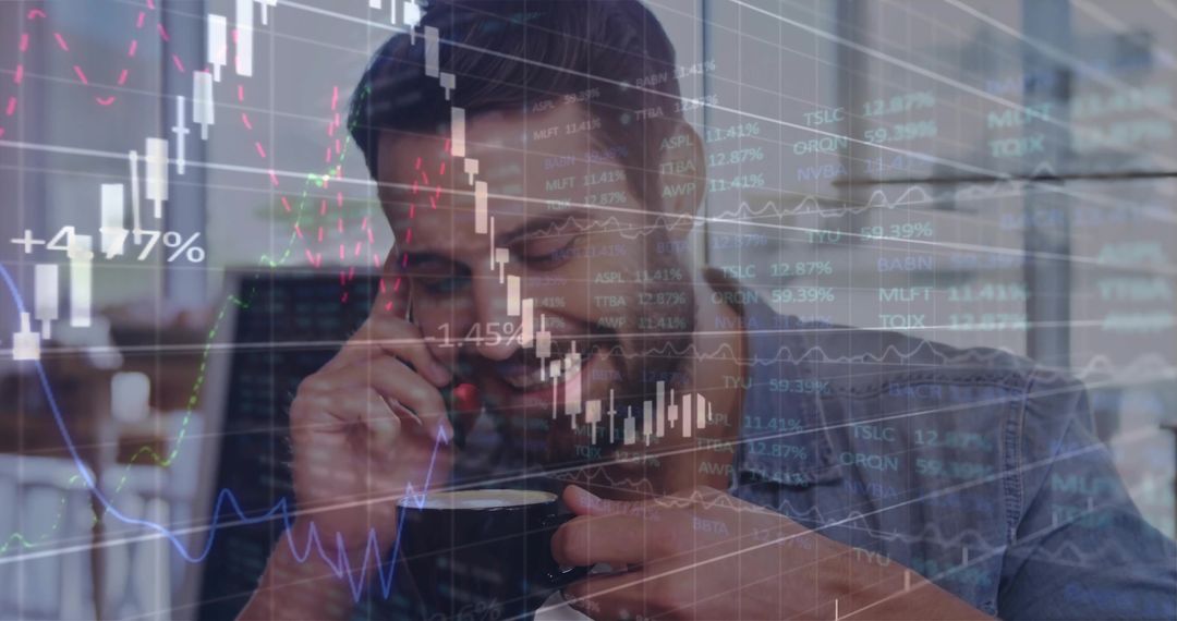Businessman Analyzing Stock Market Trends While Taking Break