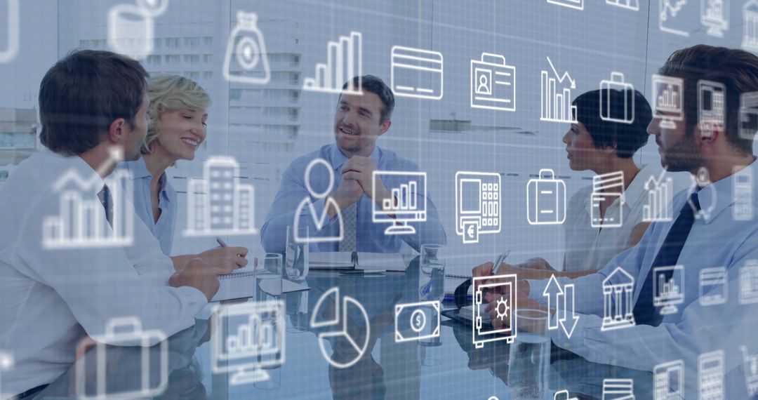 Financial Data over Diverse Office Team in Meeting