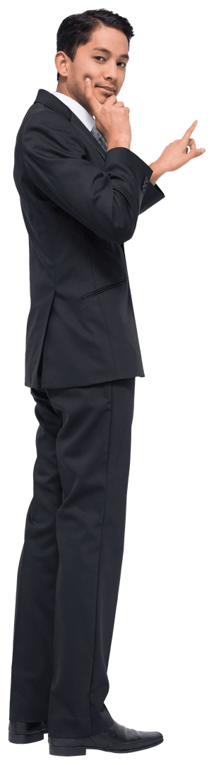 Transparent Asian Businessman Gesturing Thoughtfully