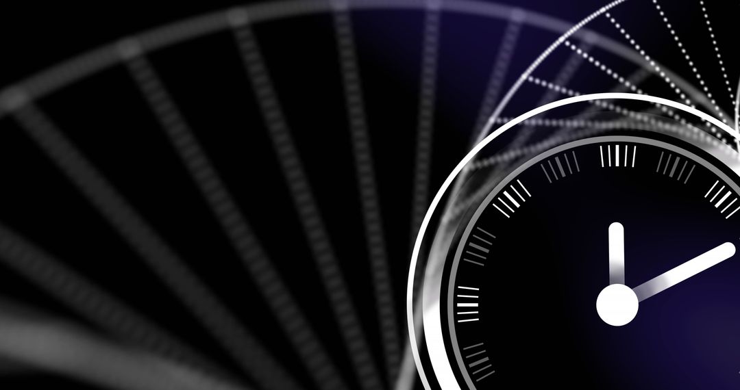 Clock Over Spinning DNA Strand Reflecting Science Advancement