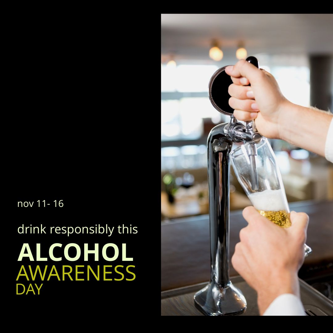 Alcohol Awareness Day Campaign: Man Pouring Beer from Tap - Download Free Stock Templates Pikwizard.com