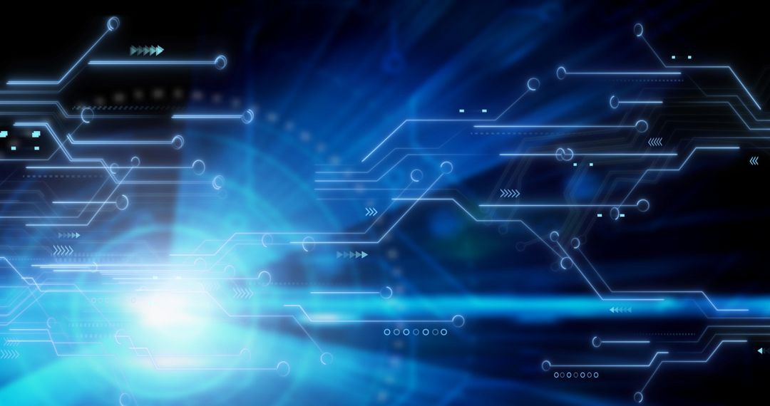 Abstract Digital Circuit Board with Blue Light Effect