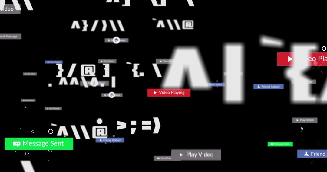 Abstract Digital Media Icons on Black Background